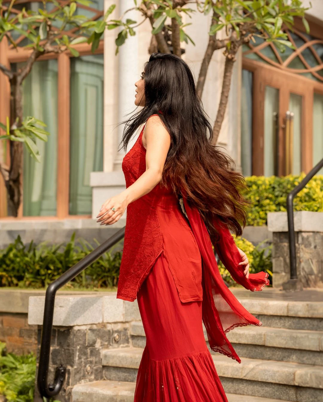 Divyabharathi Stunning Looks in Red Dress