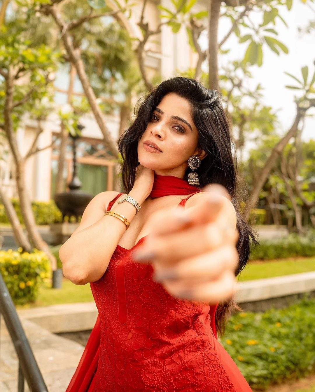 Divyabharathi Stunning Looks in Red Dress