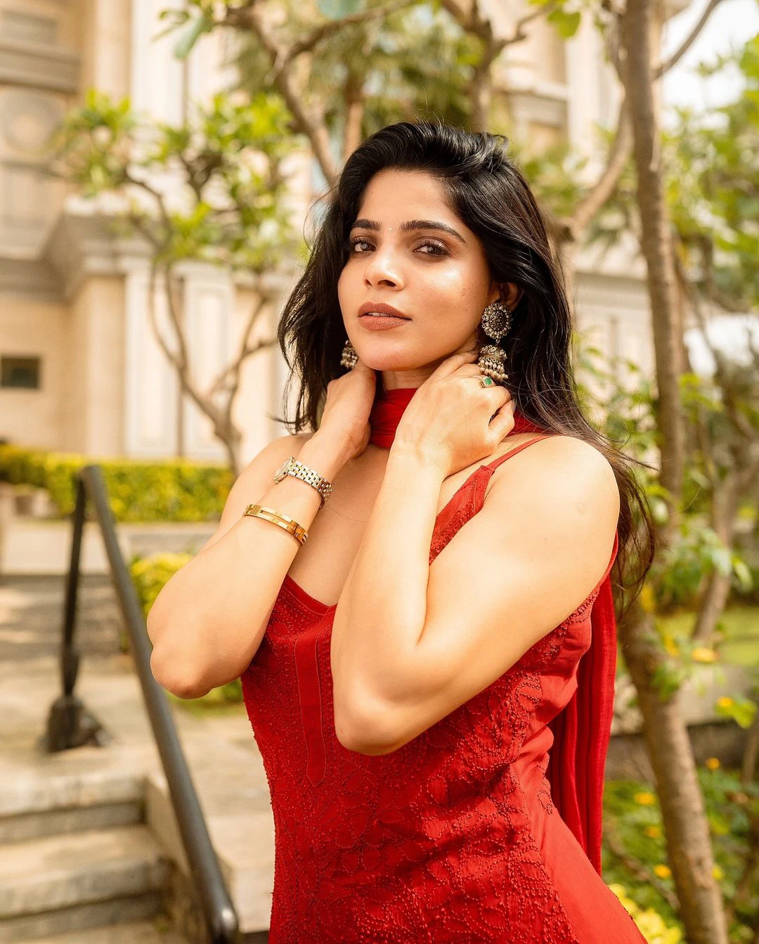 Divyabharathi Stunning Looks in Red Dress