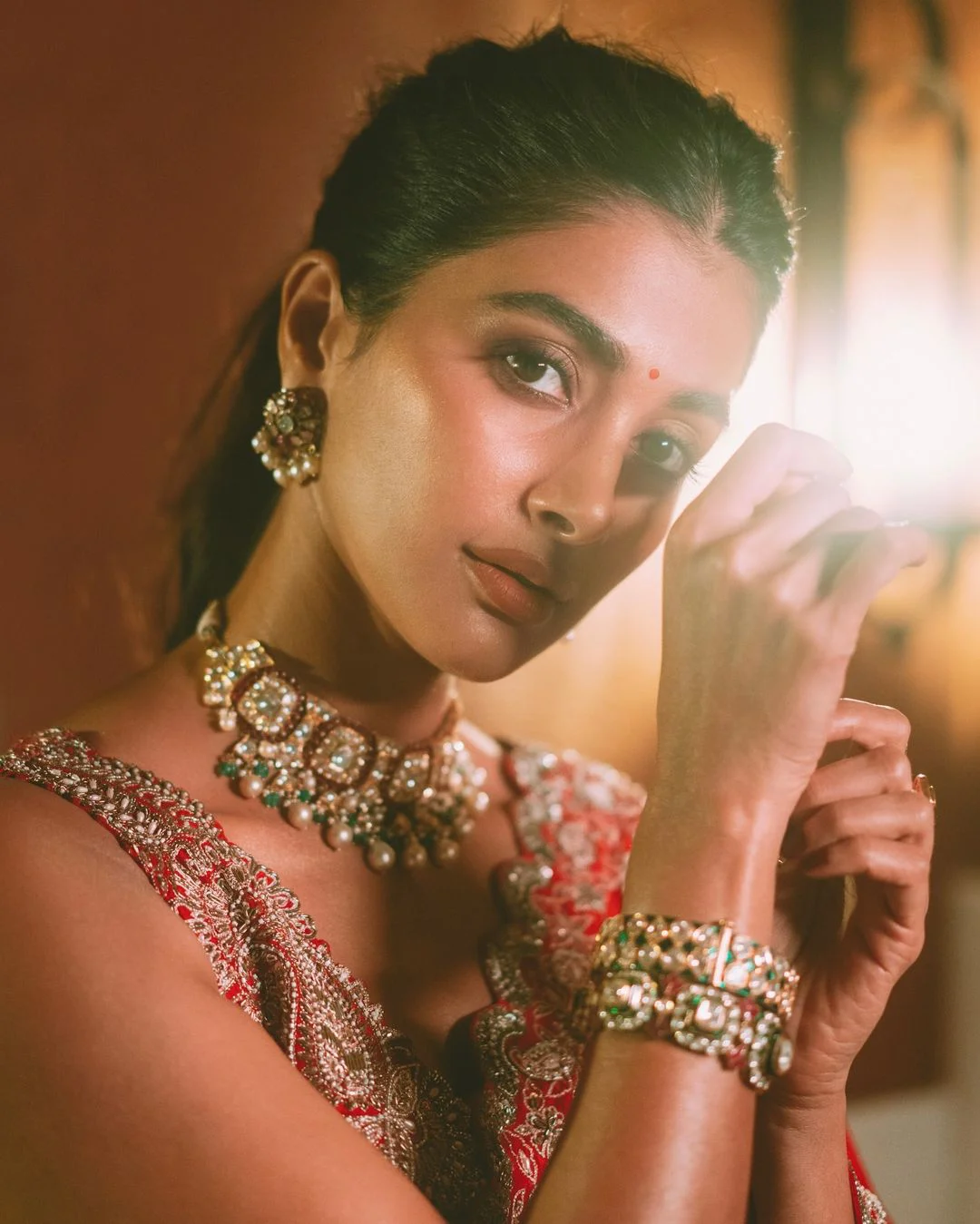 Pooja Hegde Shines in Red Saree